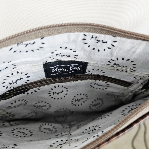 Myra Ornate Brown Leather & HairOn Shoulder Crossbody Purse NWT - Picture 7 of 9